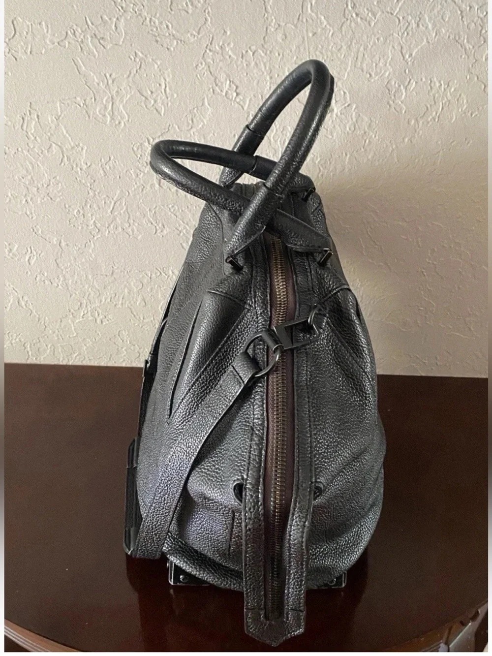 Alexander Wang Large Emile Black Pebbled Leather Tote Shoulder Bag Retail $1250